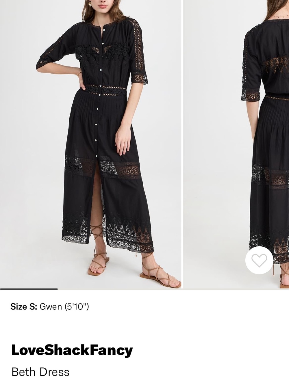 LoveShackFancy Black Eyelet & Crochet Maxi Dress